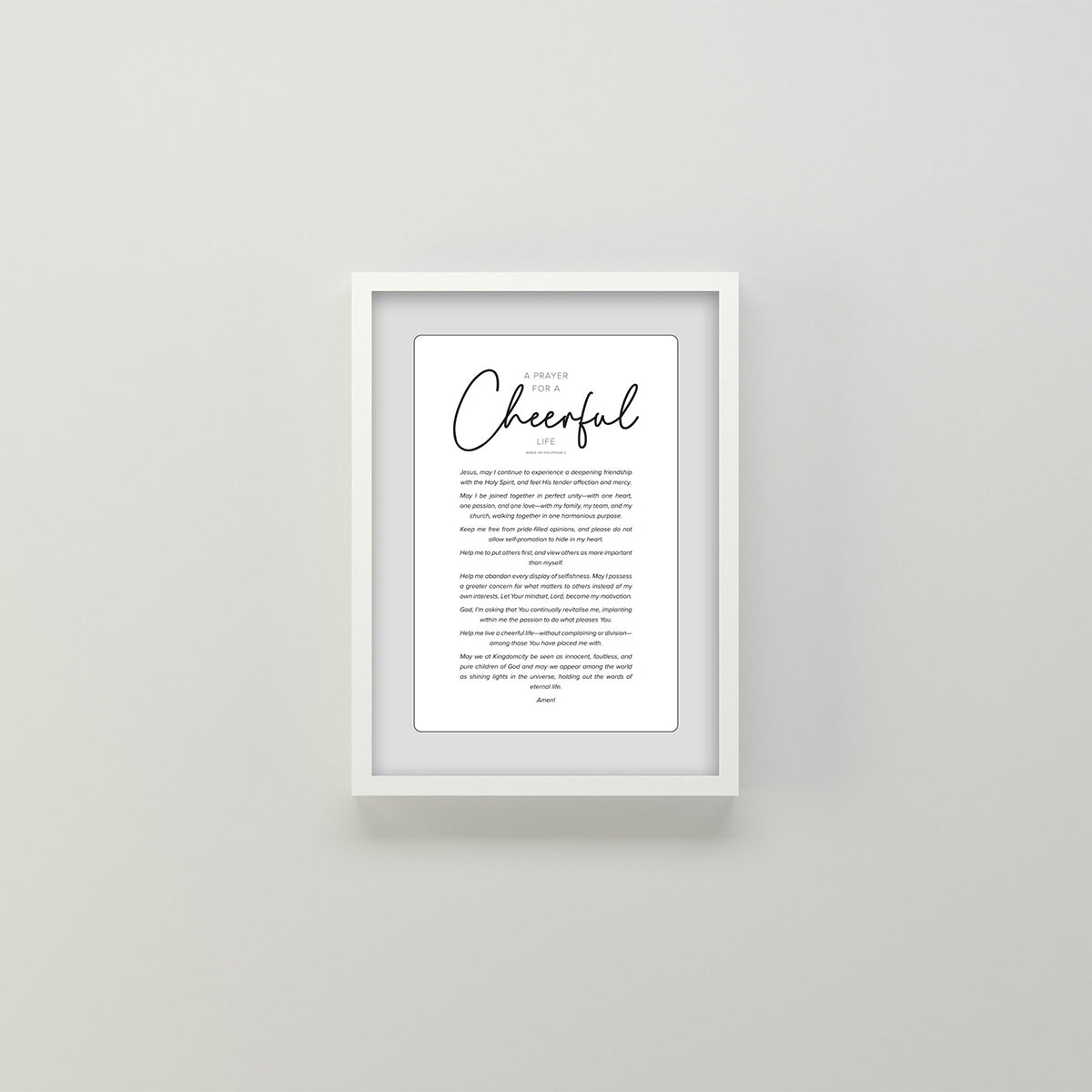 "The Prayer for a Cheerful Life" Poster Digital Download